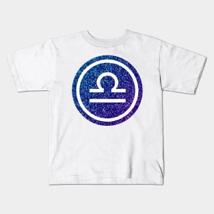 Blue Purple Glitter Zodiac - Libra Kids T-Shirt